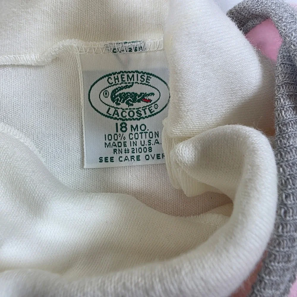 Chemise Lacoste Vintage Pink Polka Dot 2 Piece Set Turtleneck Jumpsuit 18M USA